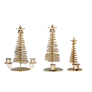 Creative Modern Christmas Tree Table Candlesticks Living Room Home Decor Arabic Luxury Gold Metal Candle Holder