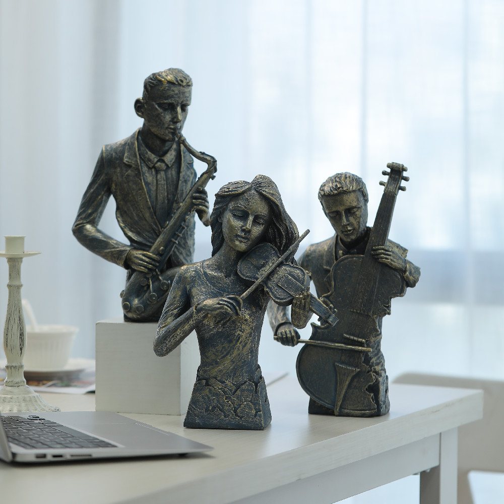 Creative figures antique copper musicians resin crafts home decoration ornaments gifts