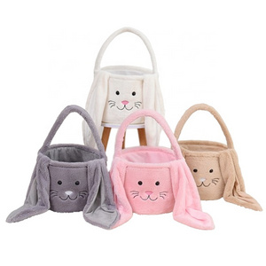 China Factory Wholesale Cute Easter Rabbit Bucket Various Styles Bunny Bags Party Decoration Gifts Soft Plush Easter Baskets