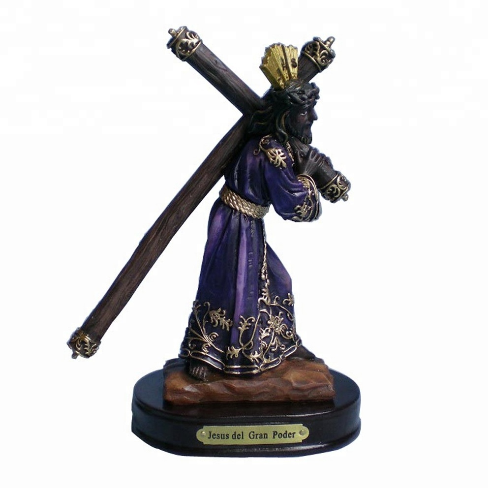 High quantity resin material black colors the suffering of Jesus cross statue