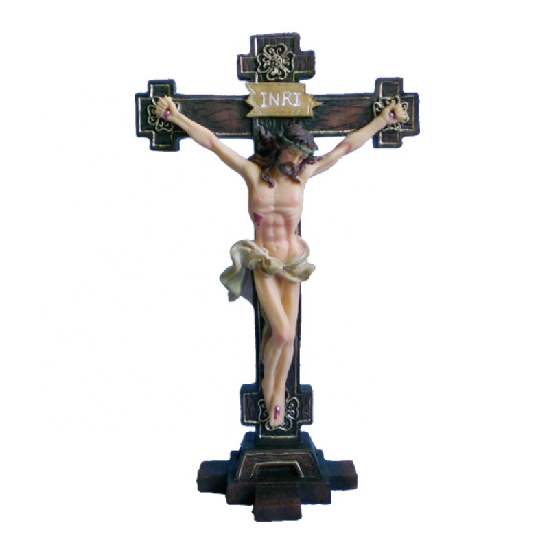 OEM Resin Gifts Christian Cross Jesus Statues Crafts Home Decoration Figurine Catholic Religious Products