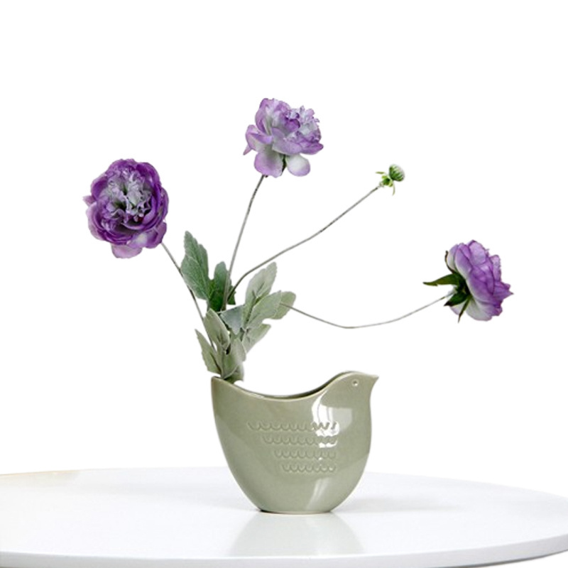 Nordic Modern Table Small Flower Vase Indoor Home Decor Cute Bird Shaped Unique Creative Ceramic Vase