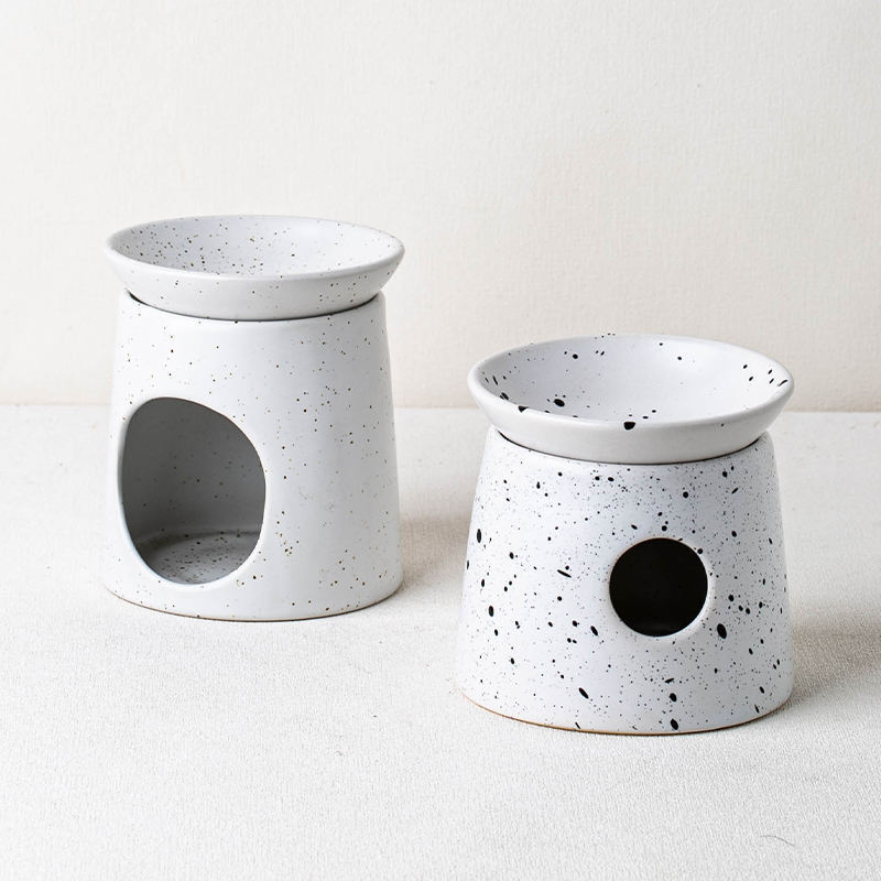 Factory Price Dots Pattern Ceramic Cheap Incense Oil Fragrance Burner Oud Oil and Scented Candle Holder