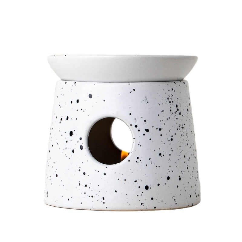 Factory Price Dots Pattern Ceramic Cheap Incense Oil Fragrance Burner Oud Oil and Scented Candle Holder