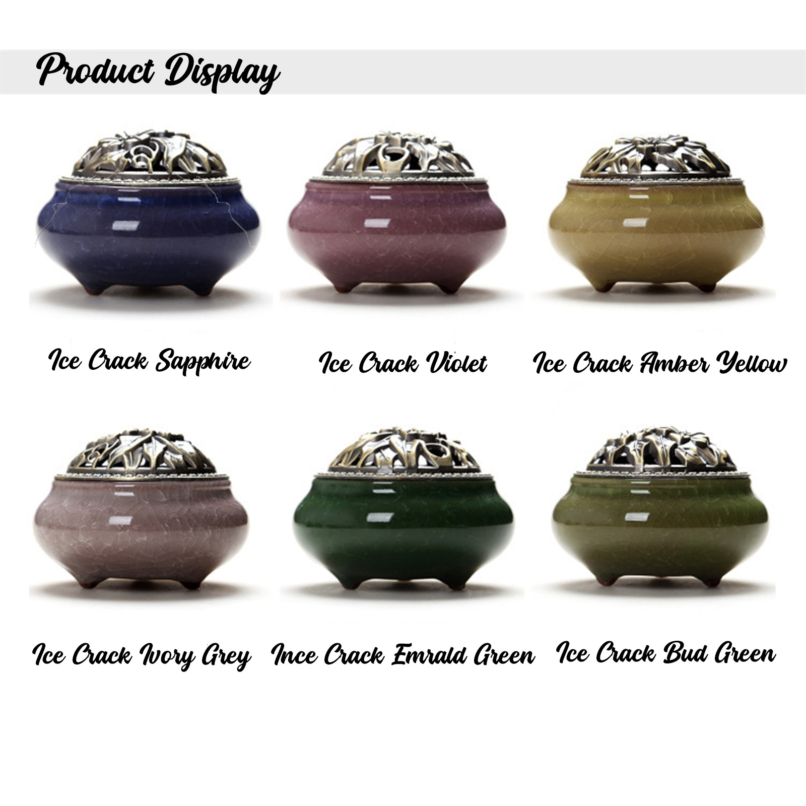 Classic Design Ceramic Incense Stick Holder Cone Incense Burner Mini Charcoal Incense Burner