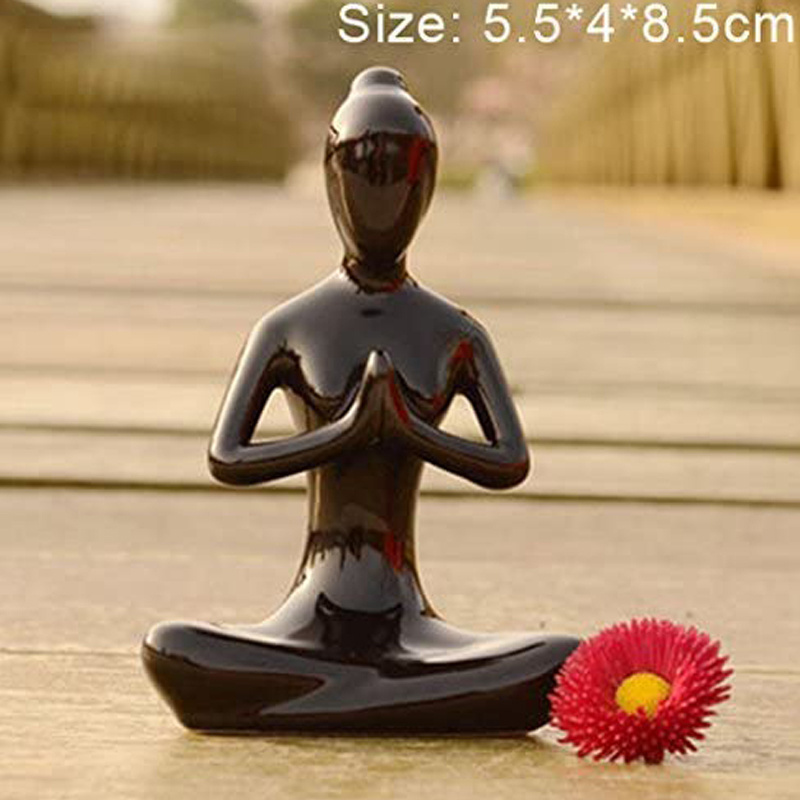 4 Meditation Yoga Pose Statue Little Girl Women  Nude Figurine Ceramic Yoga Figure Set Decor