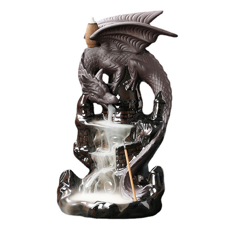 Hot selling dragon incense burner ceramic backflow incense burner creative waterfall incense table home decoration