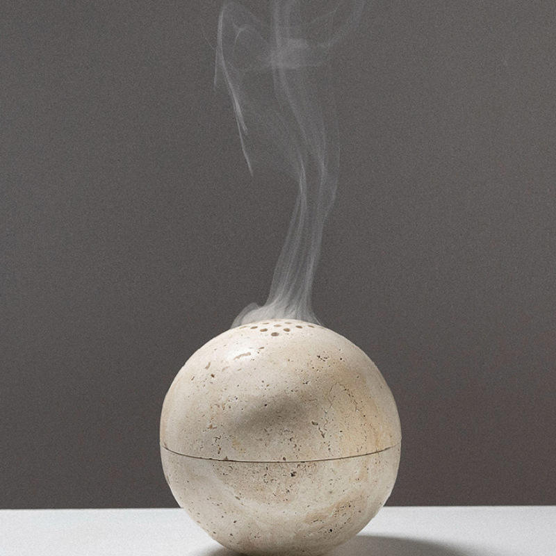 Creative New Round Ball Incense Burner Marble Palo Santo Stick and Sage Smudge Bundle Holder