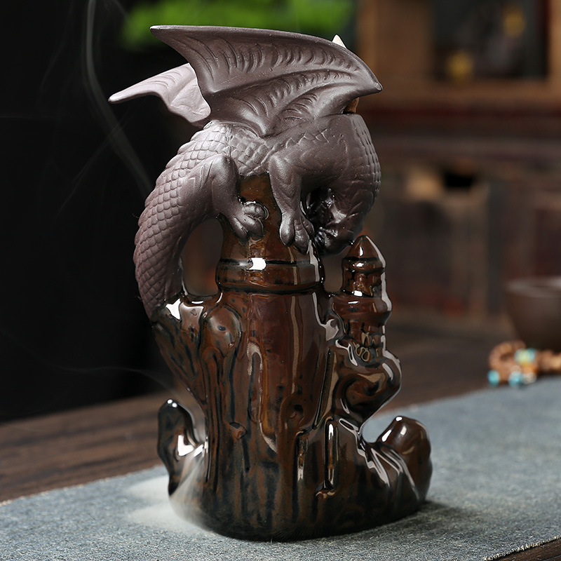 Hot selling dragon incense burner ceramic backflow incense burner creative waterfall incense table home decoration