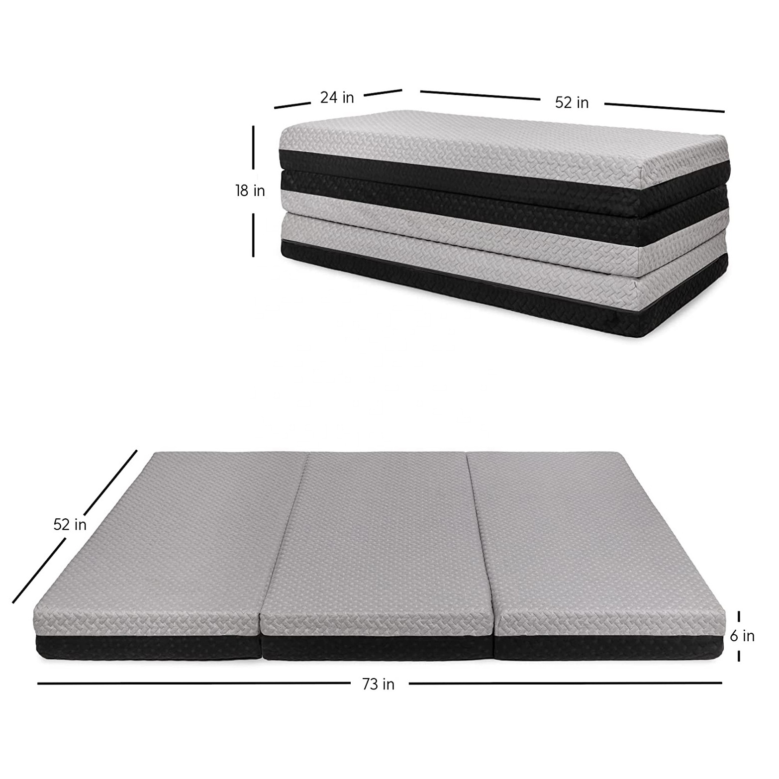 Dual Sided Premium Tri Folding Mattress, Memory Foam Foldable Mattress with Waterproof Washable Cover