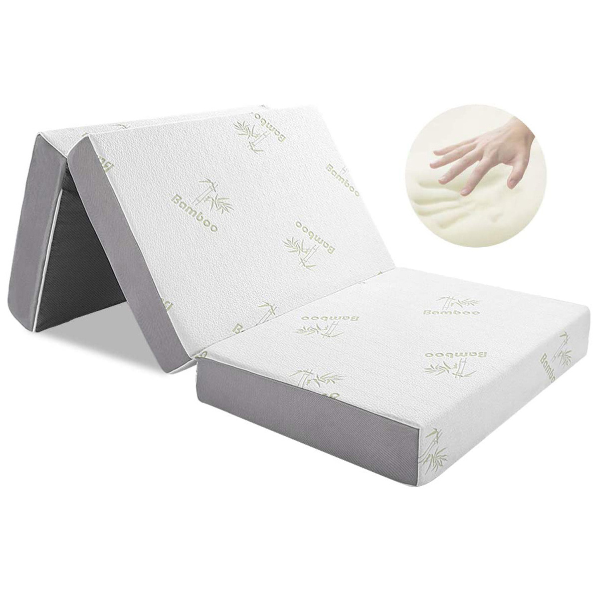 4 Inch Memory Foam Tri Folding Mattress Sofa Guest Sofa Z Bed Sleeping Mattress 75