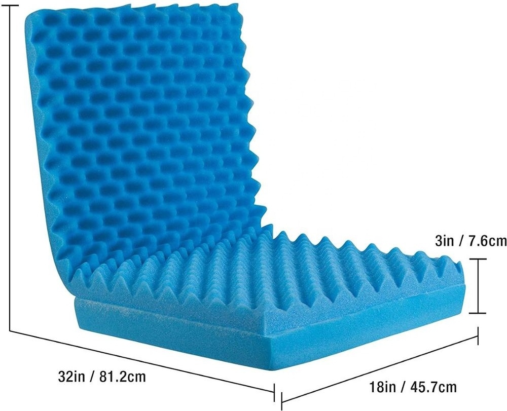 Egg Crate Sculpted Foam Seat Cushion for Wheelchairs, Comfort while Reducing Pressure and Stress on Back 	wheelchair seat and b