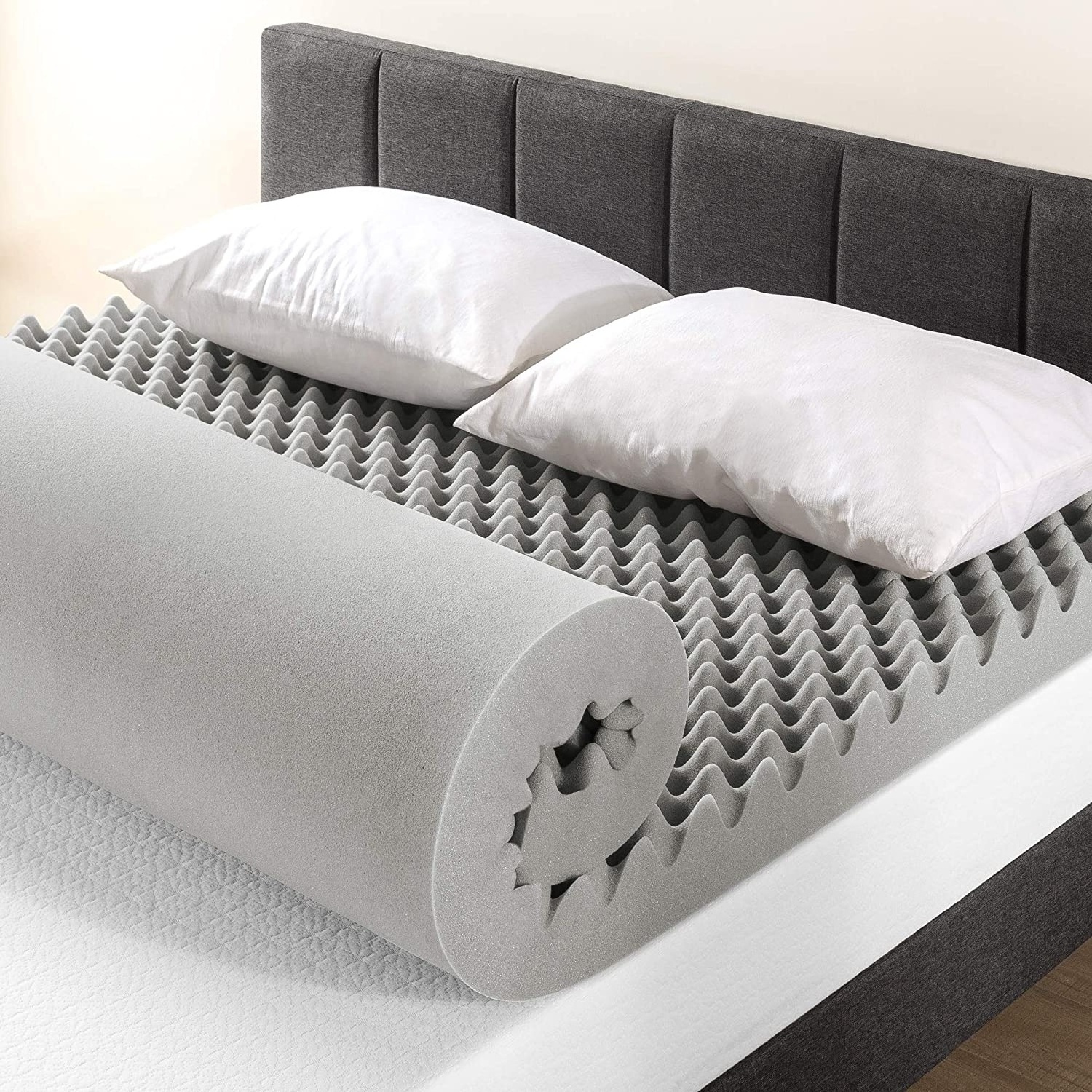 Cooling Gel Memory Foam Convoluted Mattress Topper