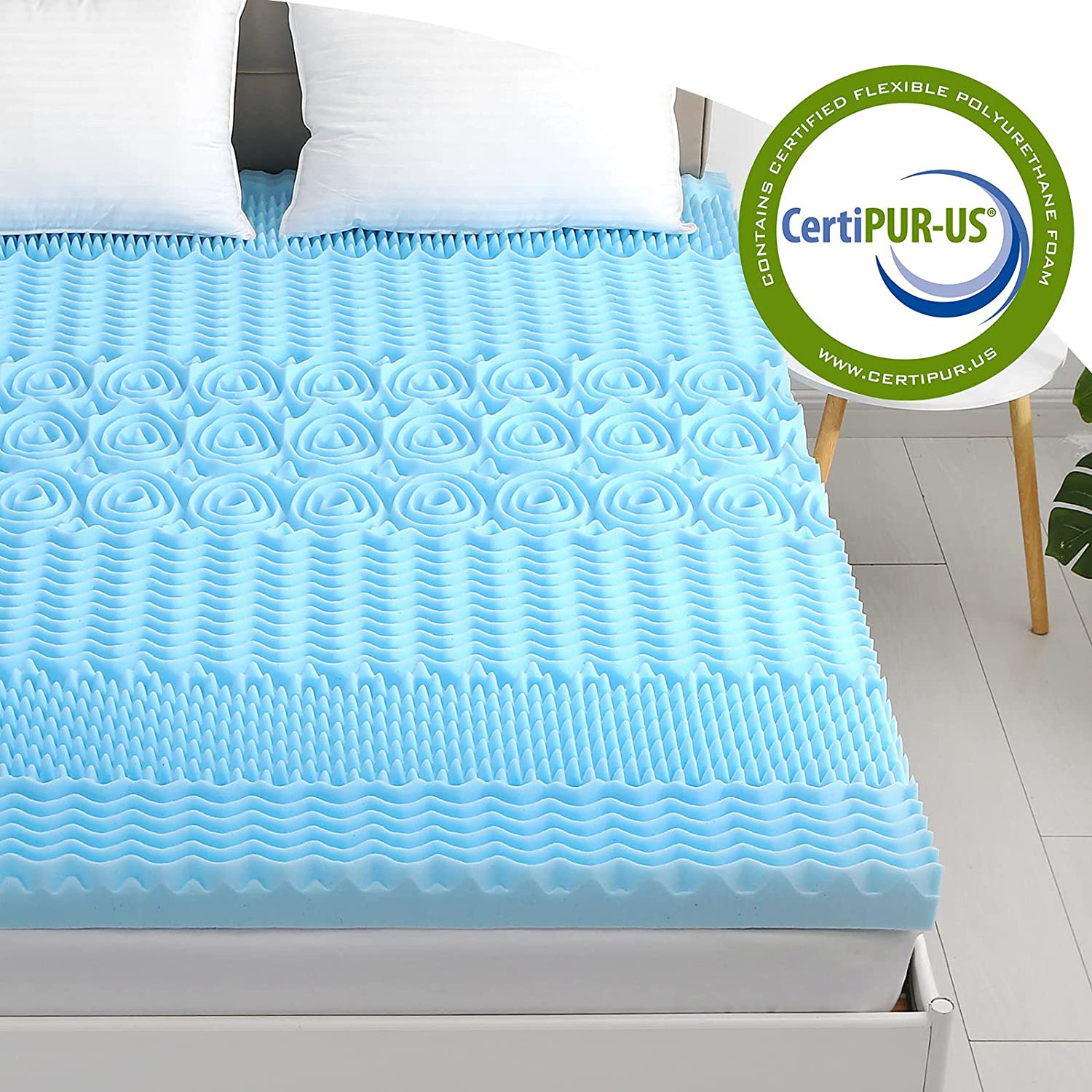 Egg Crate Mattress Topper 5 Zones and 7 Zones Gel Swirl Memory Foam Mattress Topper  Cooling Gel Infused Mattress