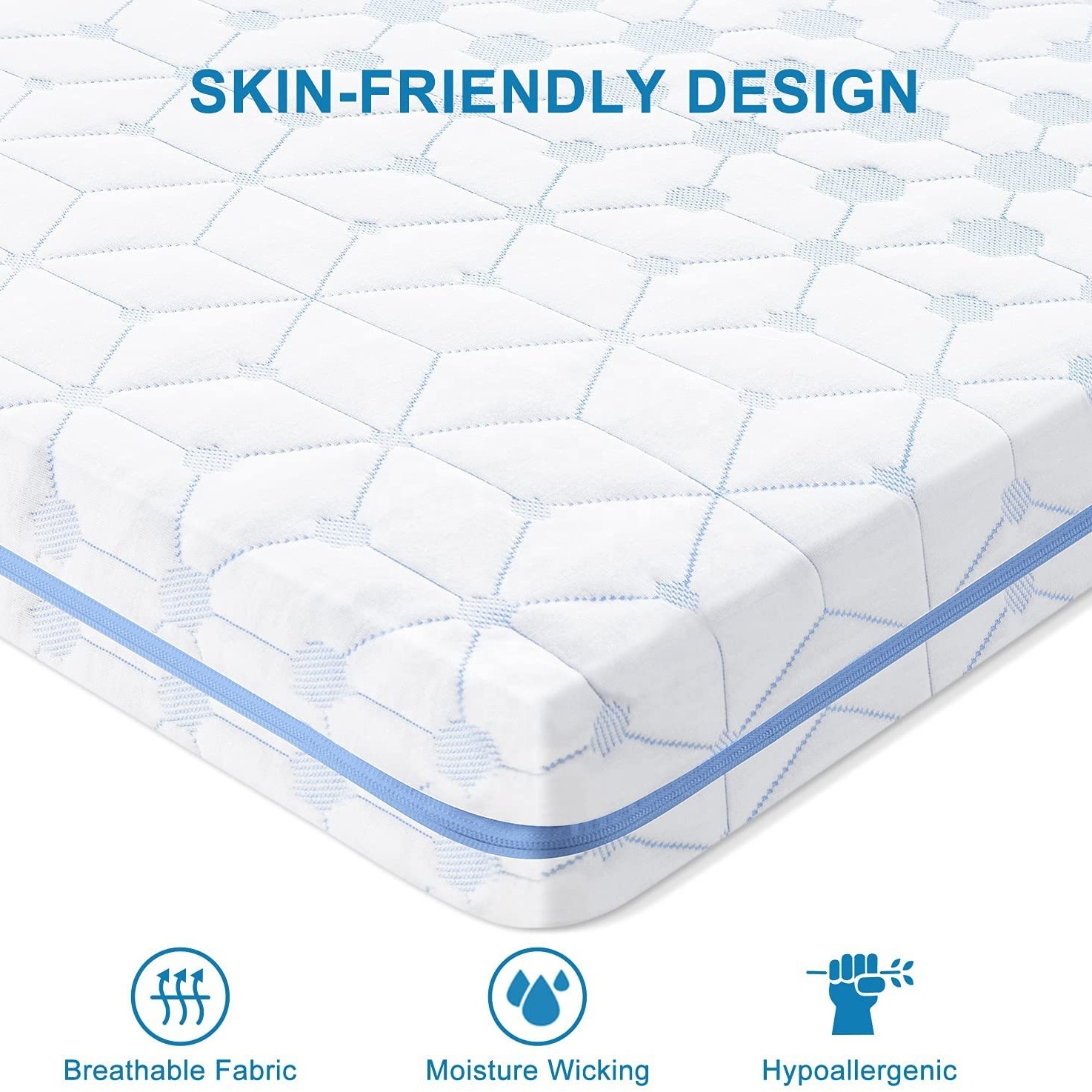 4 Inch Memory Foam Mattress Topper Cooling Gel Foam Ventilated Bed mattress Topper Queen Size