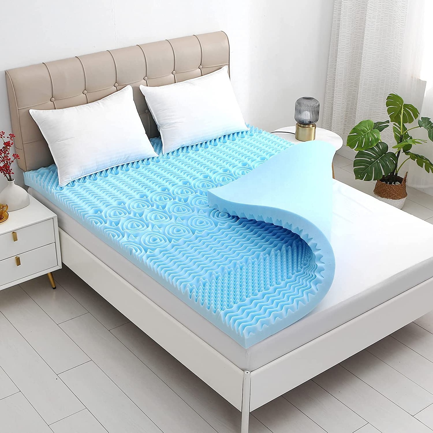 Egg Crate Mattress Topper 5 Zones and 7 Zones Gel Swirl Memory Foam Mattress Topper  Cooling Gel Infused Mattress