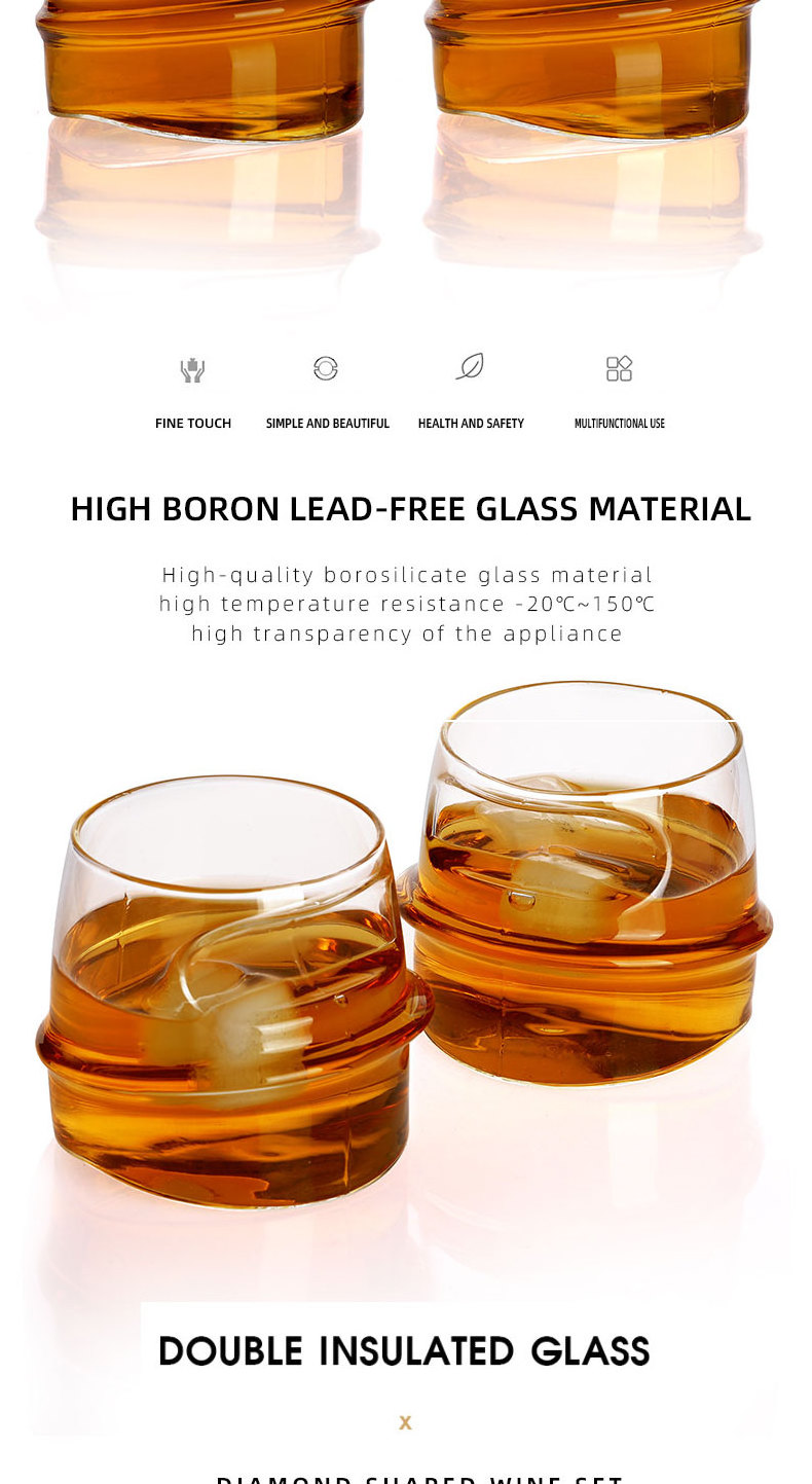 Creative Shaped Glass Cigar Cup Lead-Free Crystal Whiskey wine cup round shape Cigar Glasses With Cigar Glass Holder