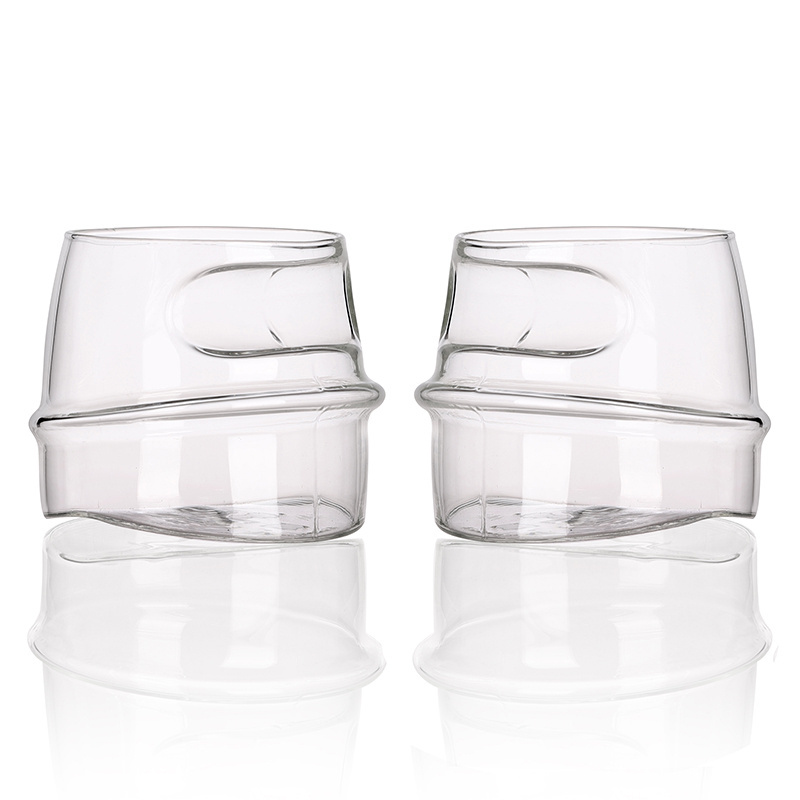 Creative Shaped Glass Cigar Cup Lead-Free Crystal Whiskey wine cup round shape Cigar Glasses With Cigar Glass Holder