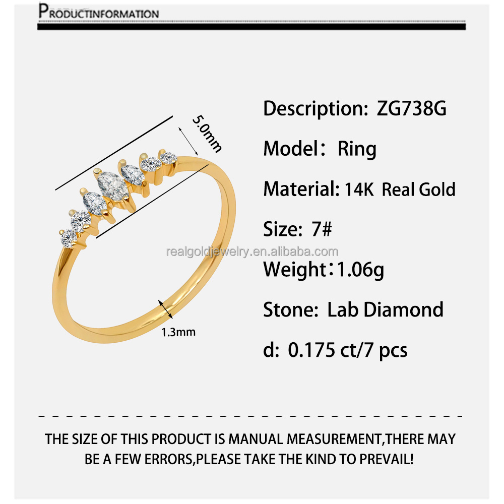 Dainty 14K Gold Lab Grown Diamonds Wedding Ring Solid Gold 14k 585 Gold Diamond Fine Jewelry Rings