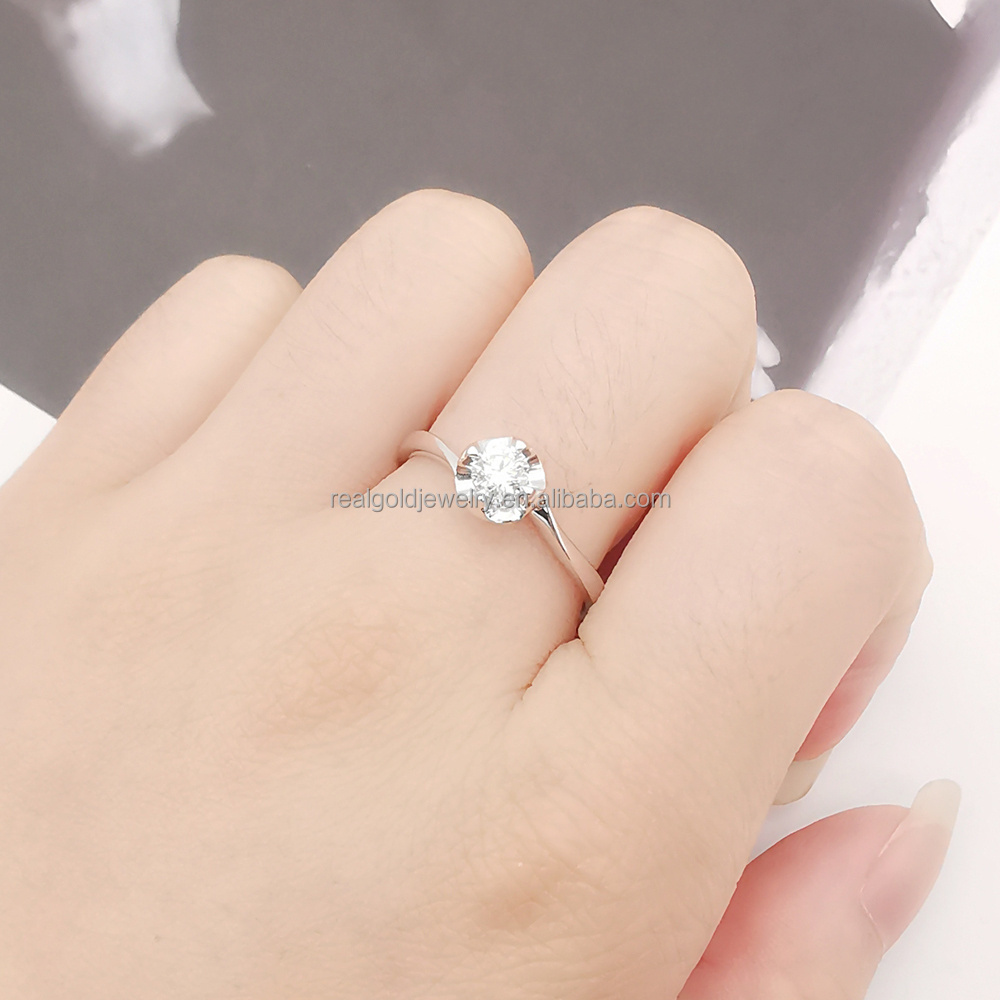 18K Real Solid White Gold Ring AU585 Gold Engagement HPHT Lab Diamond Ring Custom Different Size Gemstone Fine Jewelry Rings