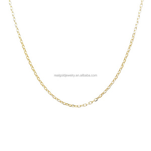 Factory Wholesale Real 14K Solid Gold Cross Chain Lighter Thinner Chains 585 Gold Fine Jewelry Necklace