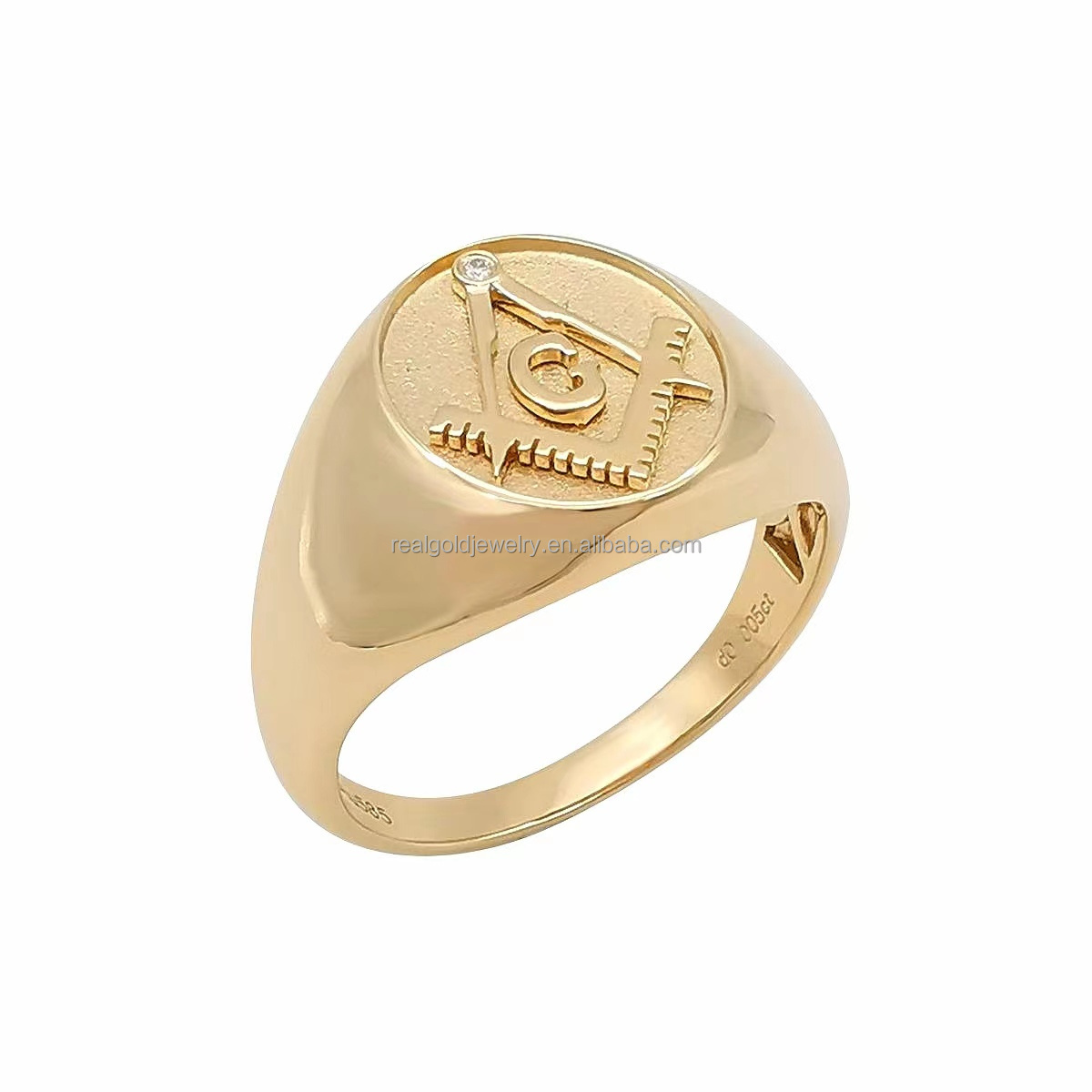 Customized 14K Real Gold Masonic Ring Classic Design Pure Gold AU585 Masonic Fine Jewelry Ring