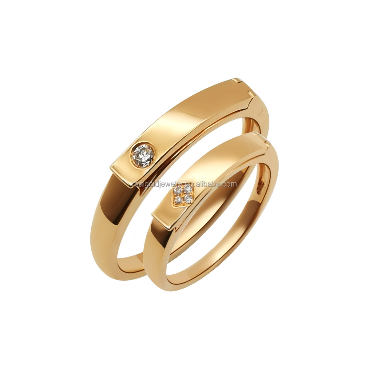 Genuine Gold Wedding Jewelry Wedding Rings Gold 18k Couple Ring 18k Real Gold Diamonds Ring Jewelry