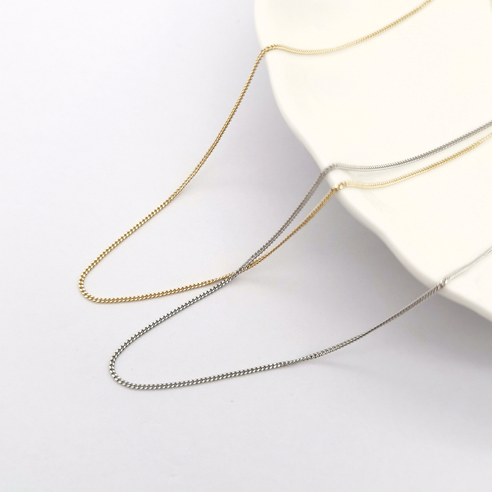 Classic Simple Real Gold Chain Dainty Curb Chain Necklace 9K Genuine Gold Chain for Necklace Jewelry