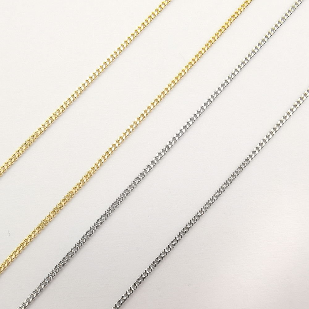 Classic Simple Real Gold Chain Dainty Curb Chain Necklace 9K Genuine Gold Chain for Necklace Jewelry