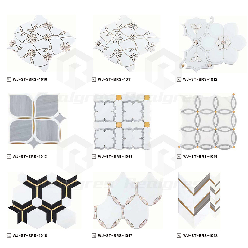 Realgres Waterjet Mosaic Cutting Wall Kitchen Backsplash Subway Brick Marble Stone Mosaic Tile For Home Decoration