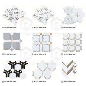 Realgres Waterjet Mosaic Cutting Wall Kitchen Backsplash Subway Brick Marble Stone Mosaic Tile For Home Decoration