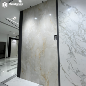 Realgres Foshan Building Materials 1600x3200 Polished Glazed Marble Look Slab Interior Wall Tiles Tiles For Living Room