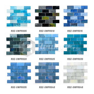 Realgres Wholesale Non-slip Standard Cheap Cobalt Blue Swimming Pool Tiles 4mm Crystal Glass Porcelain Mosaic