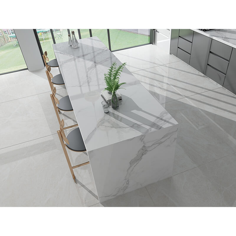 Realgres Carrara White Marble Porcelain Slab Sintered Stone Kitchen Countertop Island Bar Countertop