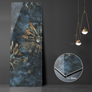 Realgres Large Format Abstract Art Print Marble Slabs For Wall Decoration Sintered Stone Dark Blue Polished Porcelain Tiles