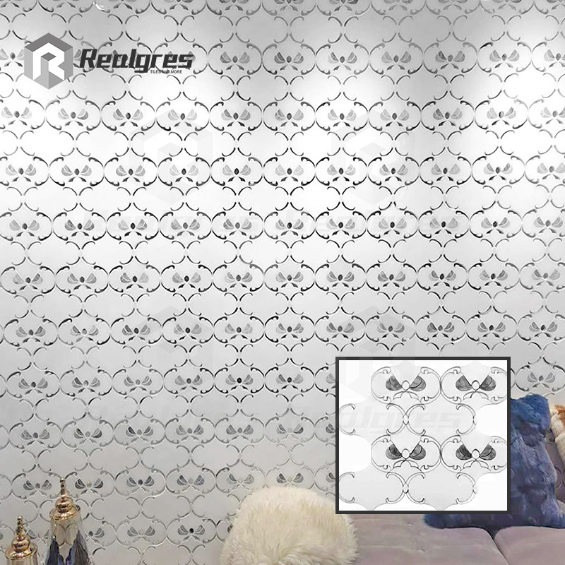 Realgres Waterjet Mosaic Cutting Wall Kitchen Backsplash Subway Brick Marble Stone Mosaic Tile For Home Decoration