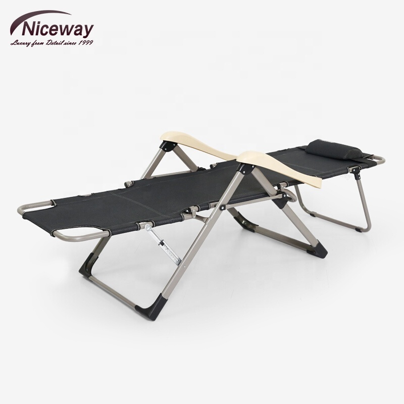 Breathable Reclining Chair Folding Bed Cot Relax Lazy Chair with Removable Cotton Pad for Office Nap, Camping, Fishing