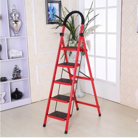 Niceway Factory Price Five Step Wide Folding home Ladders Mobile Platform Ladder