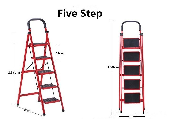 Niceway Factory Price Five Step Wide Folding home Ladders Mobile Platform Ladder