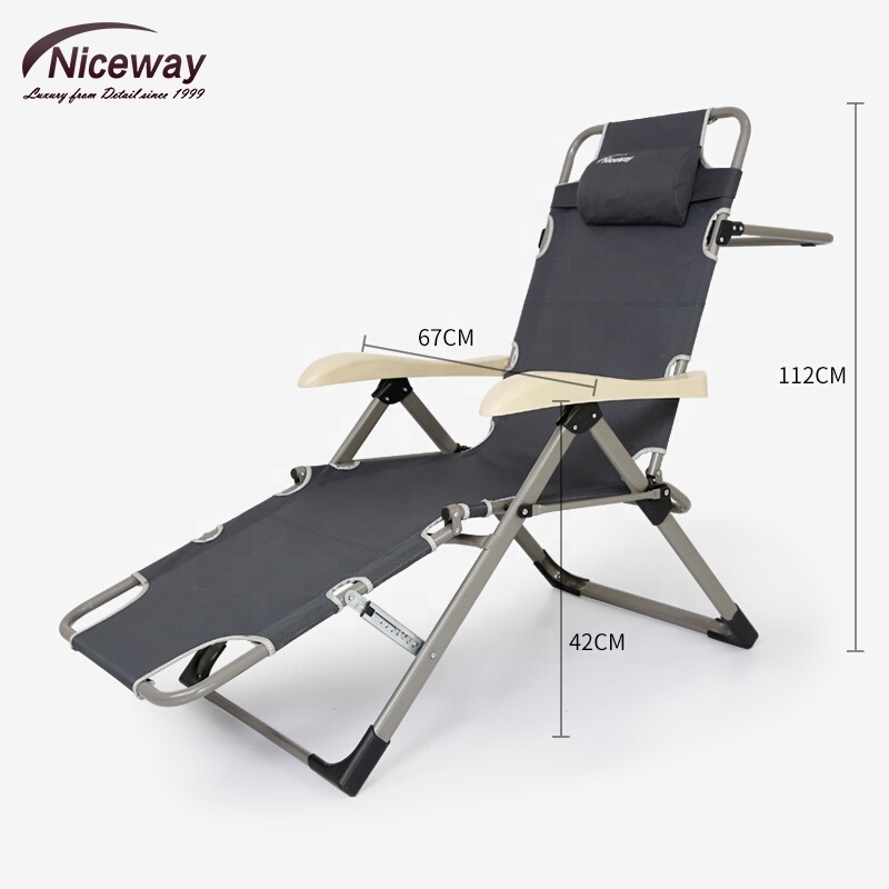 Breathable Reclining Chair Folding Bed Cot Relax Lazy Chair with Removable Cotton Pad for Office Nap, Camping, Fishing