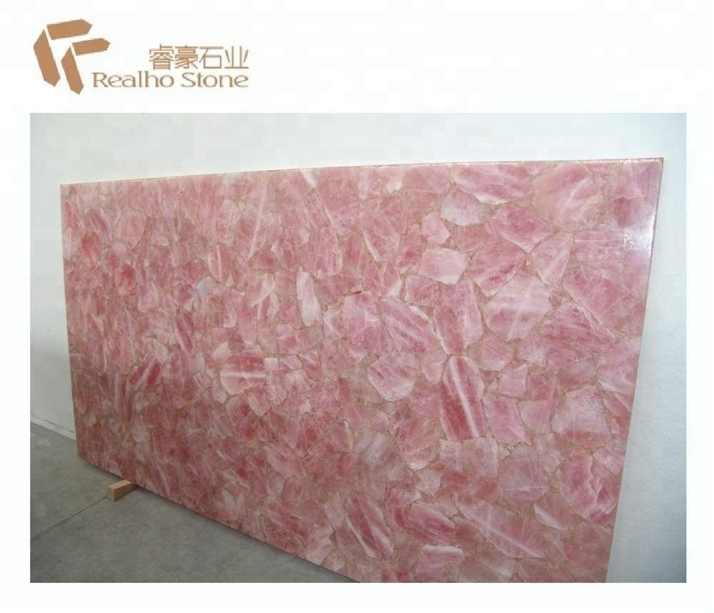 Wholesale Semi Precious Pink Rose Quartz Slab Countertops