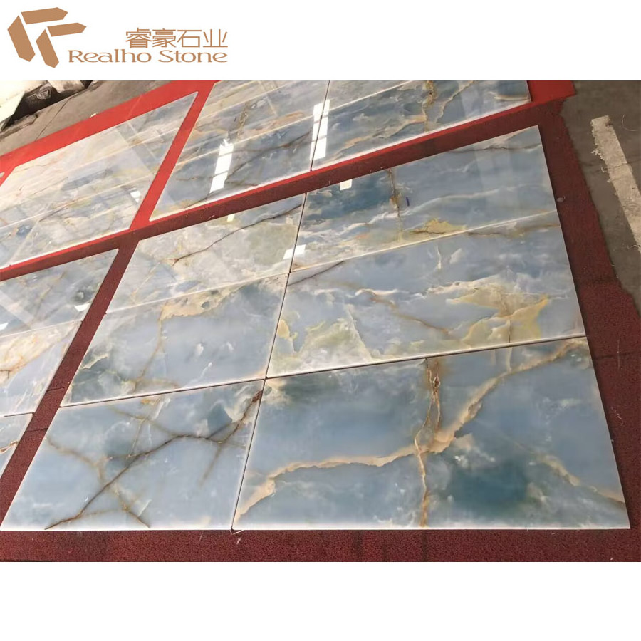 Good price 20mm blue jade onyx marble price Newstar stone wholesale counter top marble bathroom renovation tile slab onyx marble