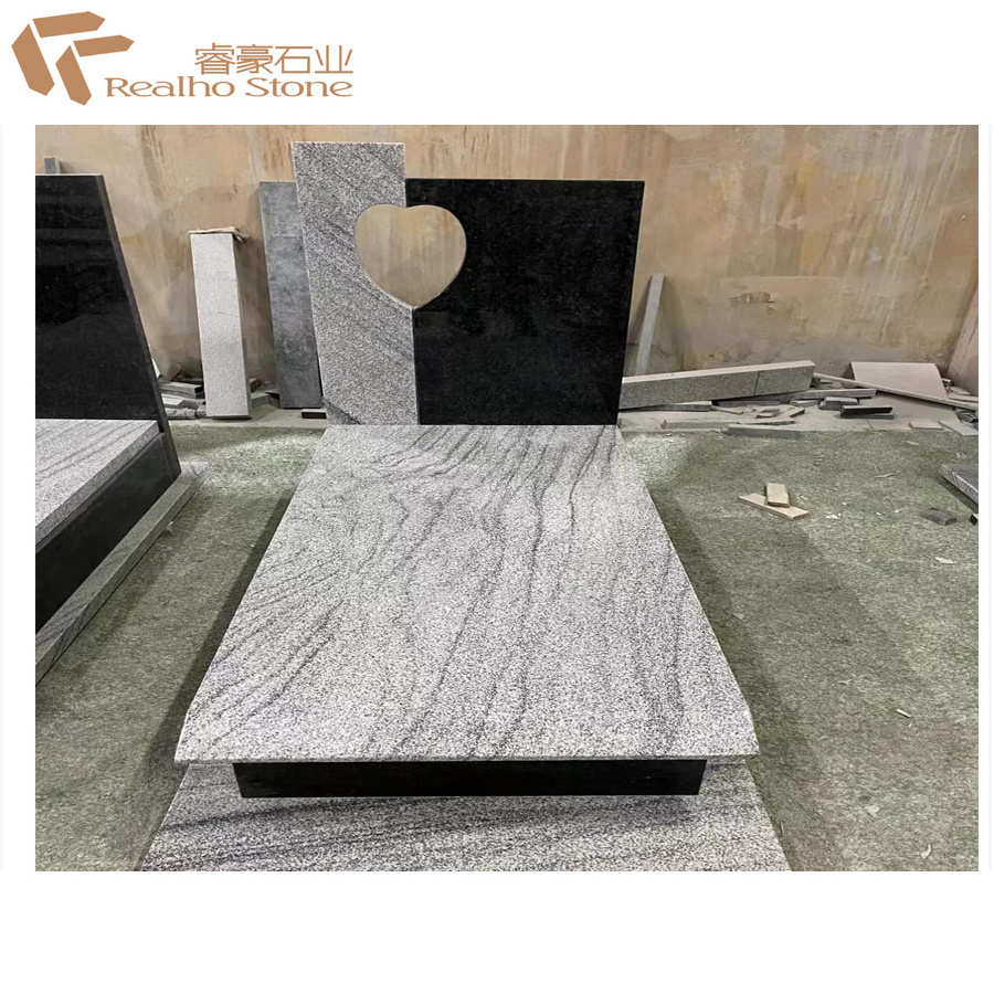 China Juparana Grey Black Granite Tombstone Memorial Gravestone