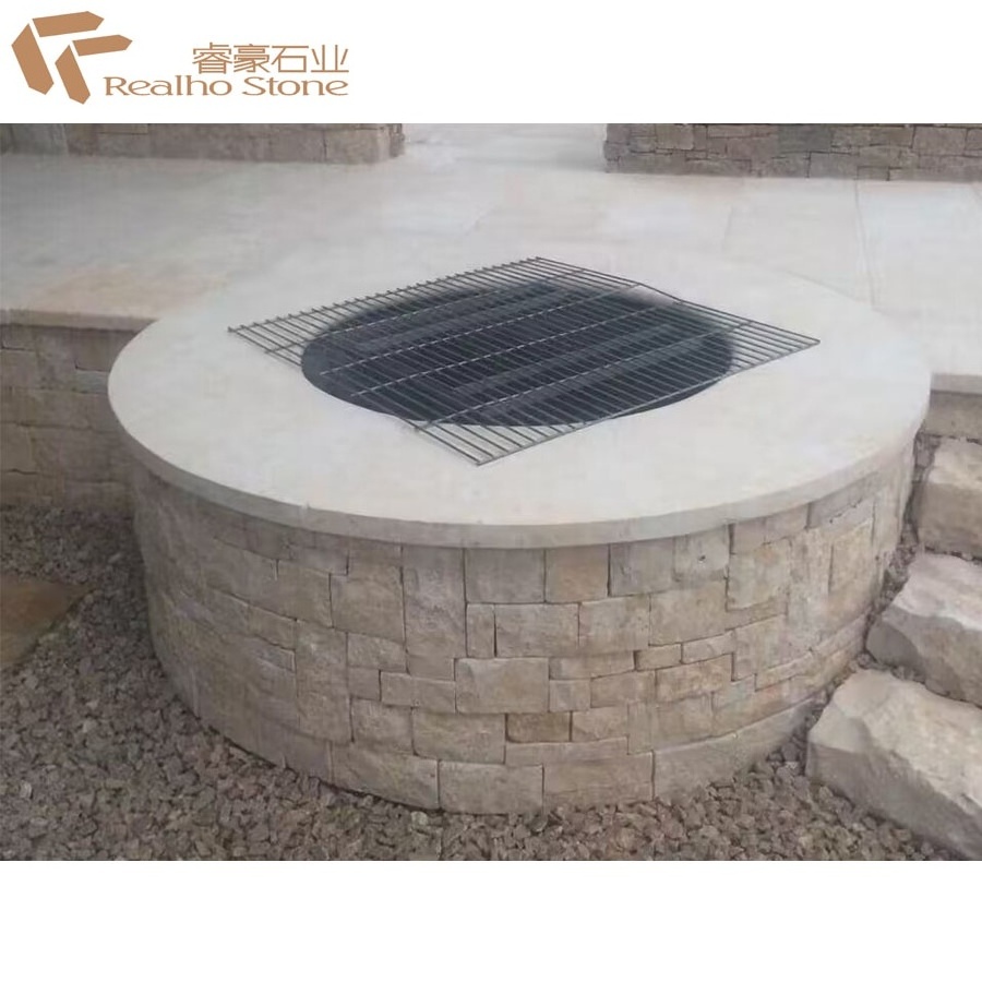 Natural Marble Brick locking Wood Burning Fire Pits