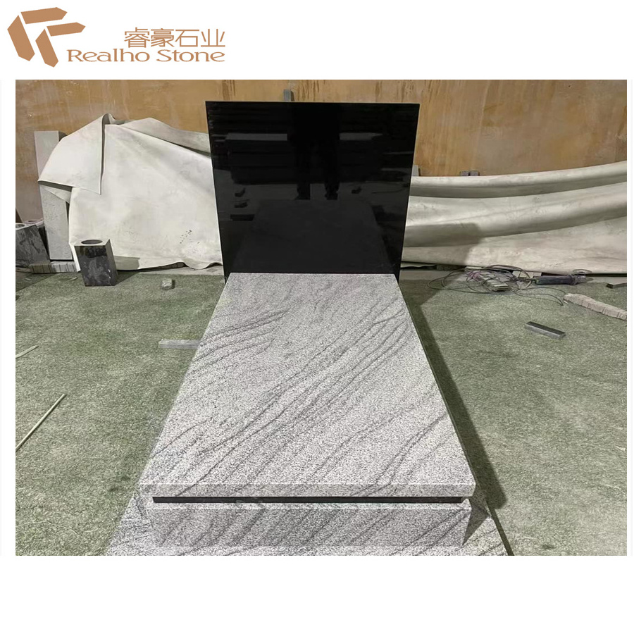 China Juparana Grey Black Granite Tombstone Memorial Gravestone