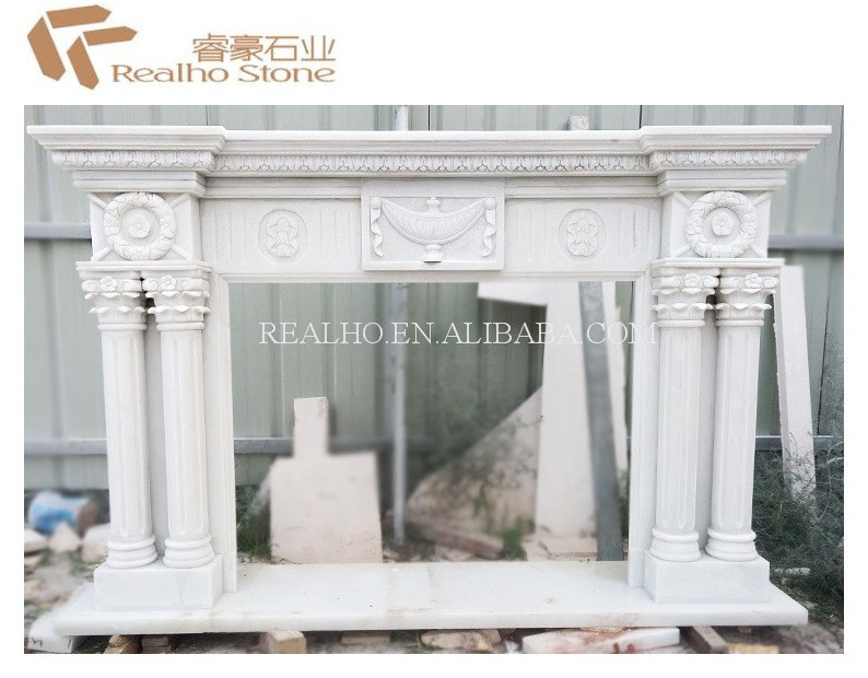 Popular Good Quality White Marble Mantel Electric Fireplace