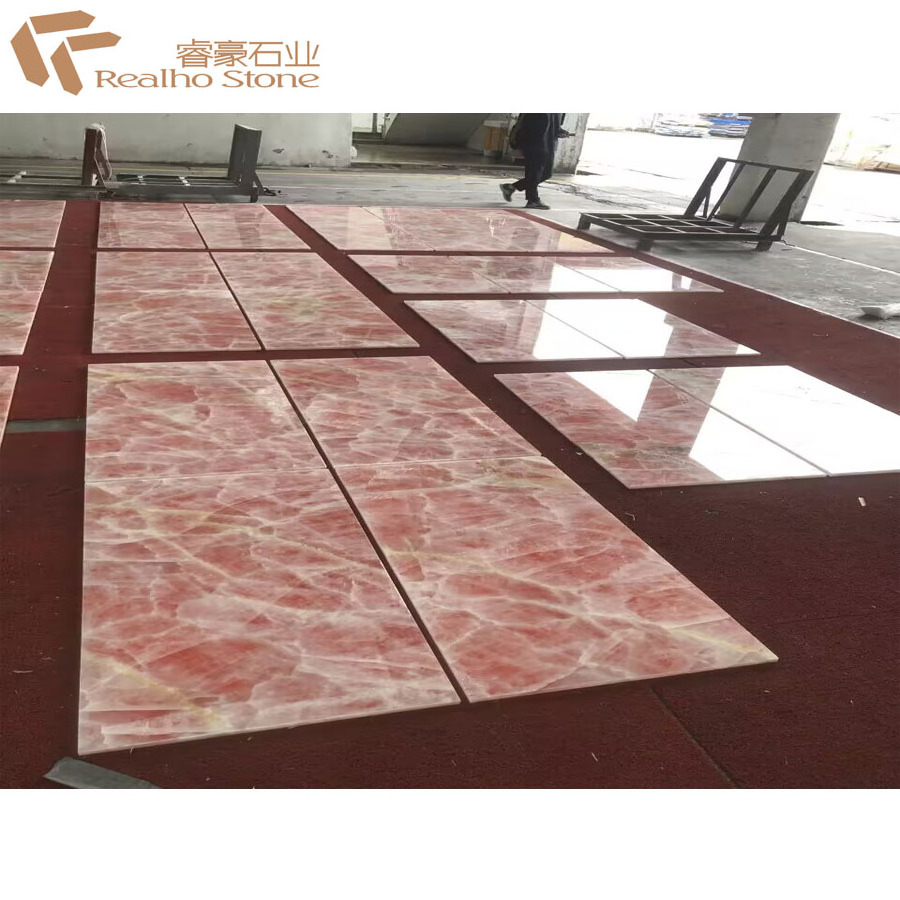 Natural Stone Marble Pink Onyx Backlit Onyx Panel For Marble Tiles