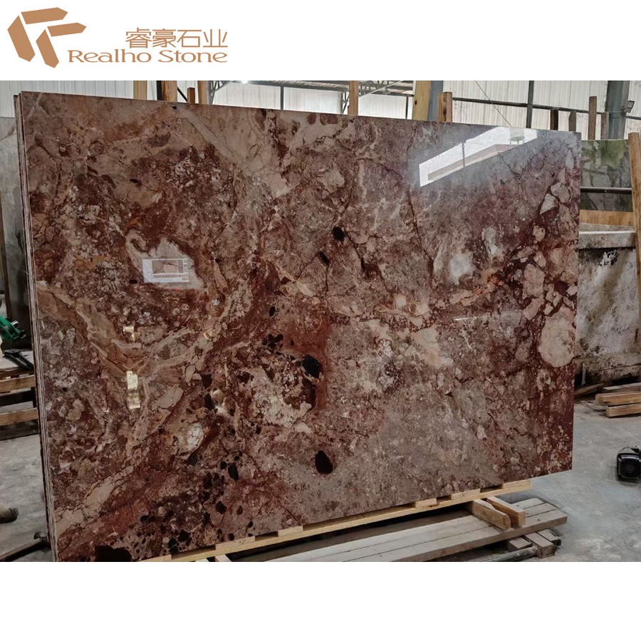 Polished Natural Marble Red Marble Slab Exterior And Interior Decoration Natural Stone