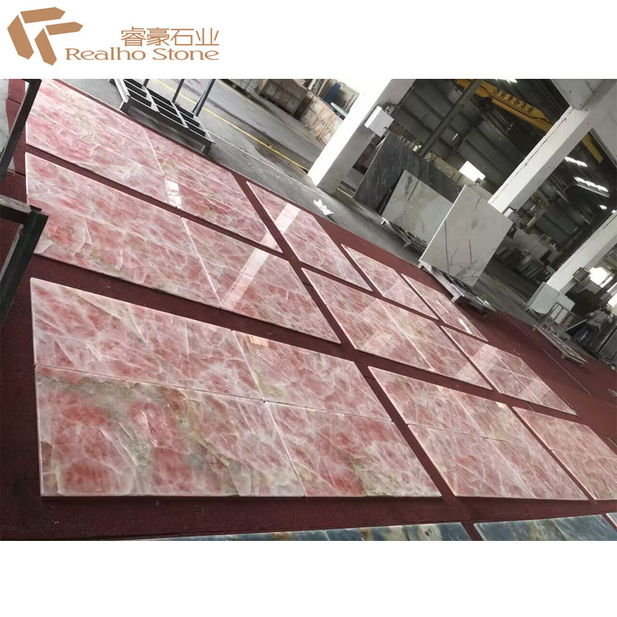 Natural Stone Marble Pink Onyx Backlit Onyx Panel For Marble Tiles