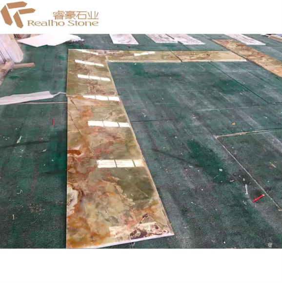 Imperial green jade Ancient Green Onyx slab and tile polished for hotel project